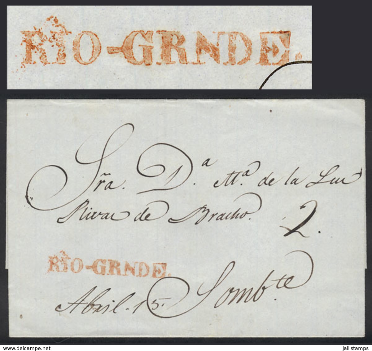 MEXICO: Undated Folded Cover With Red Straightline RIO-GRNDE Mark Very Well Applied + 2 Rating In Pen, Excellent Quality - Mexique