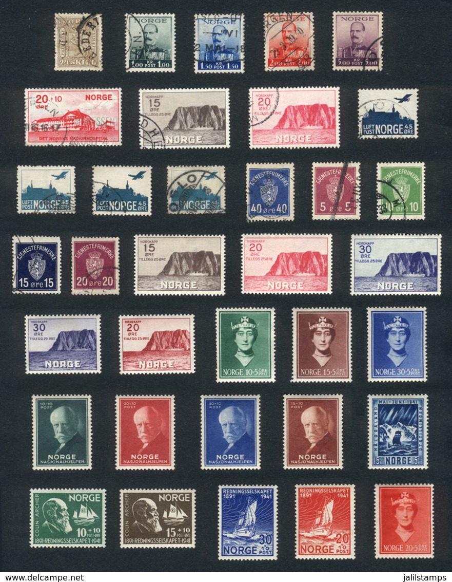 NORWAY: Lot Of Used Or Mint Lightly Hinged Stamps, Most Of Very Fine Quality, Yvert Catalog Value Over Euros 500, Low St - Other & Unclassified