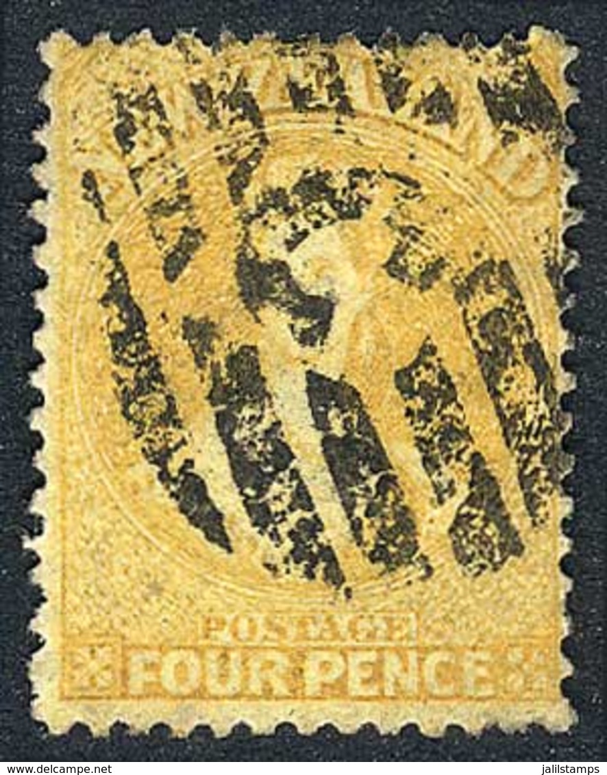 NEW ZEALAND: Sc.35a, 4p. With Star Watermark, Orangish Yellow, Used, VF Quality, Rare. ATTENTION: The Cancel Is Probably - Andere & Zonder Classificatie