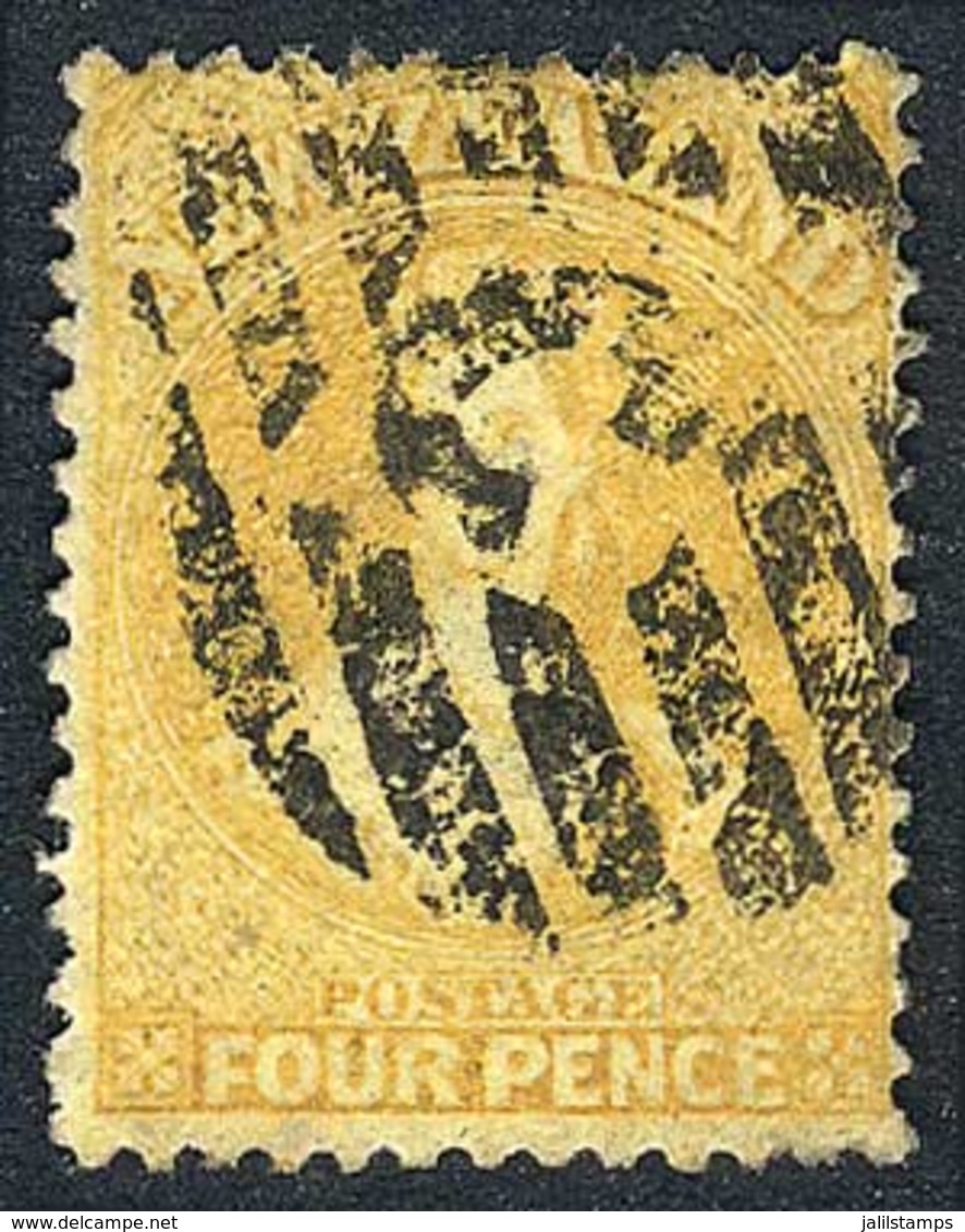 NEW ZEALAND: Sc.35a, 4p. With Star Watermark, Orangish Yellow, Used, VF Quality, Rare. ATTENTION: The Cancel Is Probably - Autres & Non Classés