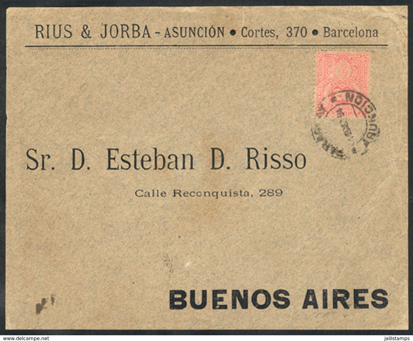 PARAGUAY: Front Of Cover Sent From Asunción To Argentina On 1/OC/1894, Franked With 20c. (Sc.29 ALONE), Very Fine Qualit - Paraguay