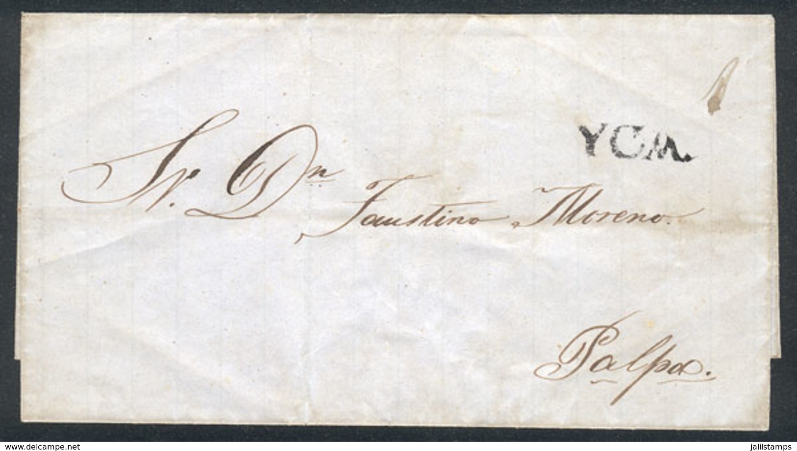 PERU: Circa 1836, Undated Folded Cover Sent To Palpa, With YCA In Black And 1 In Pen, VF!" - Peru