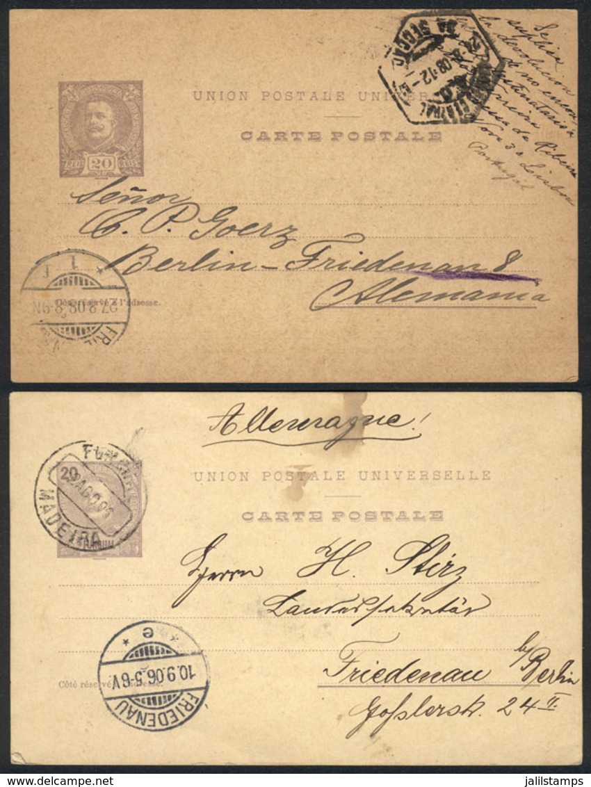 PORTUGAL: Portugal And Funchal: 2 Postal Cards (PS) Sent To Germany In 1906 And 1908, VF Quality! - Autres & Non Classés