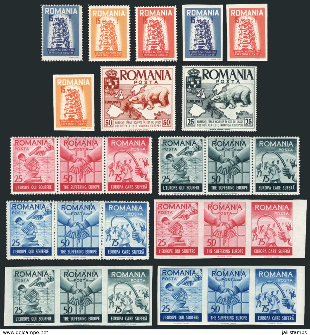 ROMANIA: Lot Of Unofficial Sets (perforated And Imperforate), Issued Against Soviet Rule In Eastern Europe, Excellent Qu - Autres & Non Classés