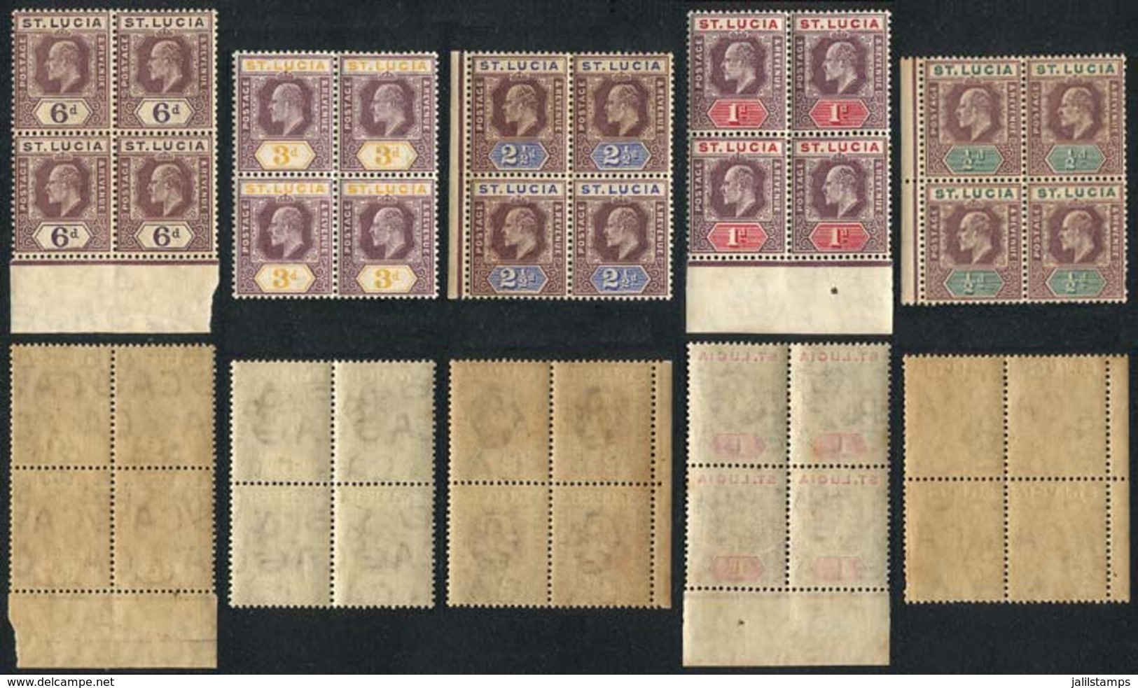 SAINT LUCIA: Sc.50/54, Blocks Of 4, MNH, VF General Quality (gum Lightly Toned), Catalog Value US$350+ - St.Lucia (...-1978)