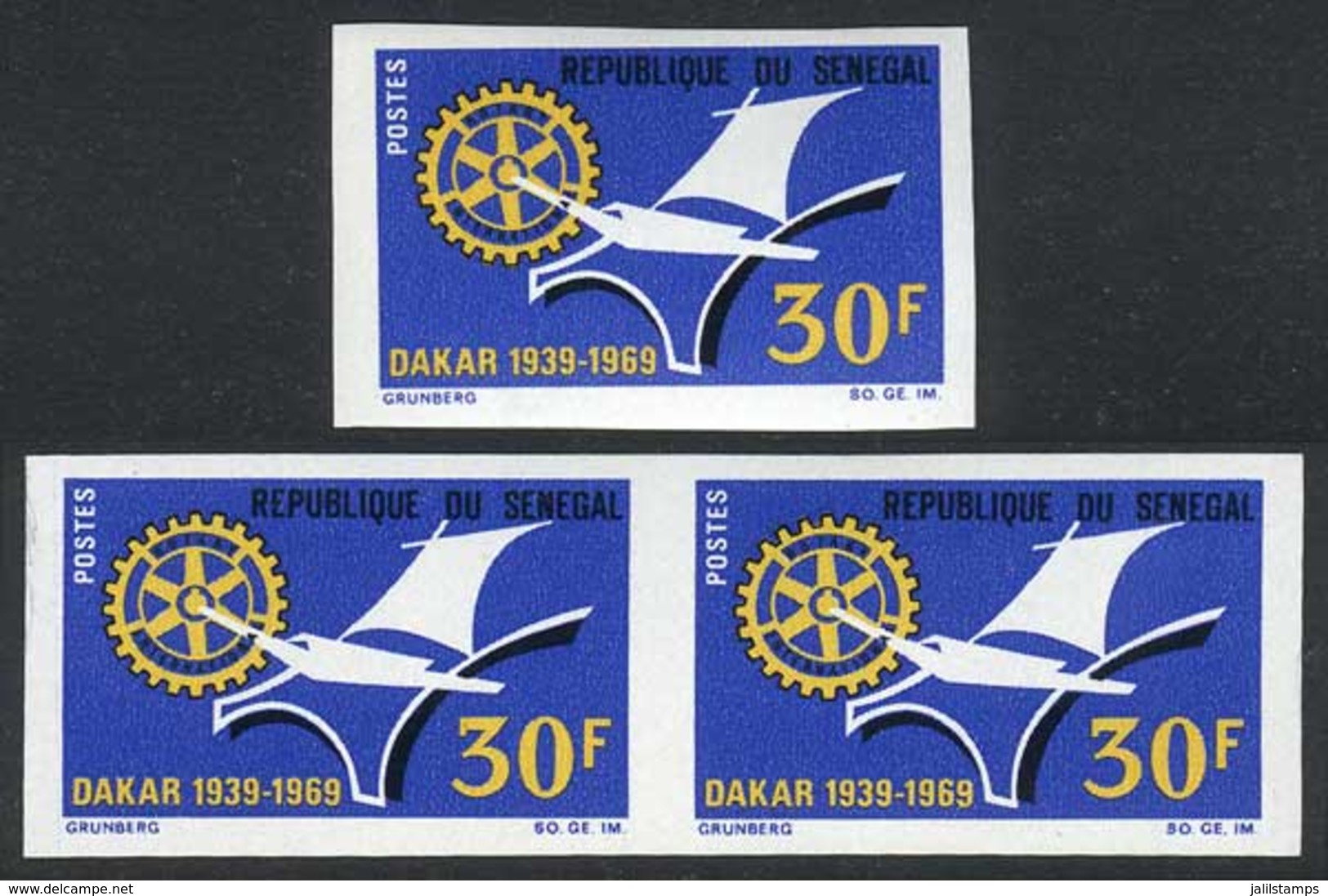 SENEGAL: Sc.320, 1969 Rotary, Single And Pair, All With IMPERFORATE Variety, VF Quality! - Senegal (1960-...)