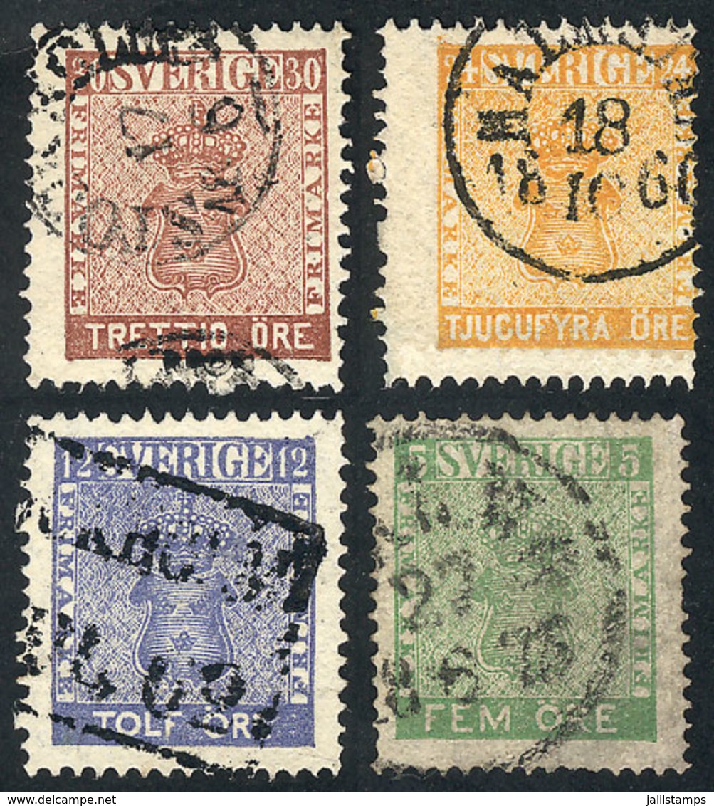 SWEDEN: Sc.6 + 8 + 10 + 11, Used, Nice Cancels, VF Quality, Catalog Value US$82 - Autres & Non Classés