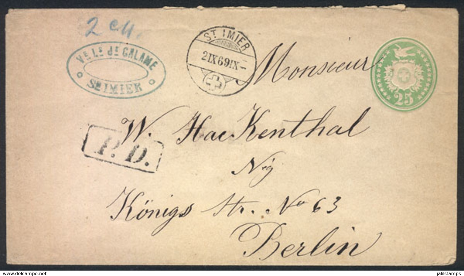 SWITZERLAND: 4 Covers (PS) Used Between 1869 And 1873 (in 2 Of Them The Additional Franking Is Missing), With Interestin - Other & Unclassified