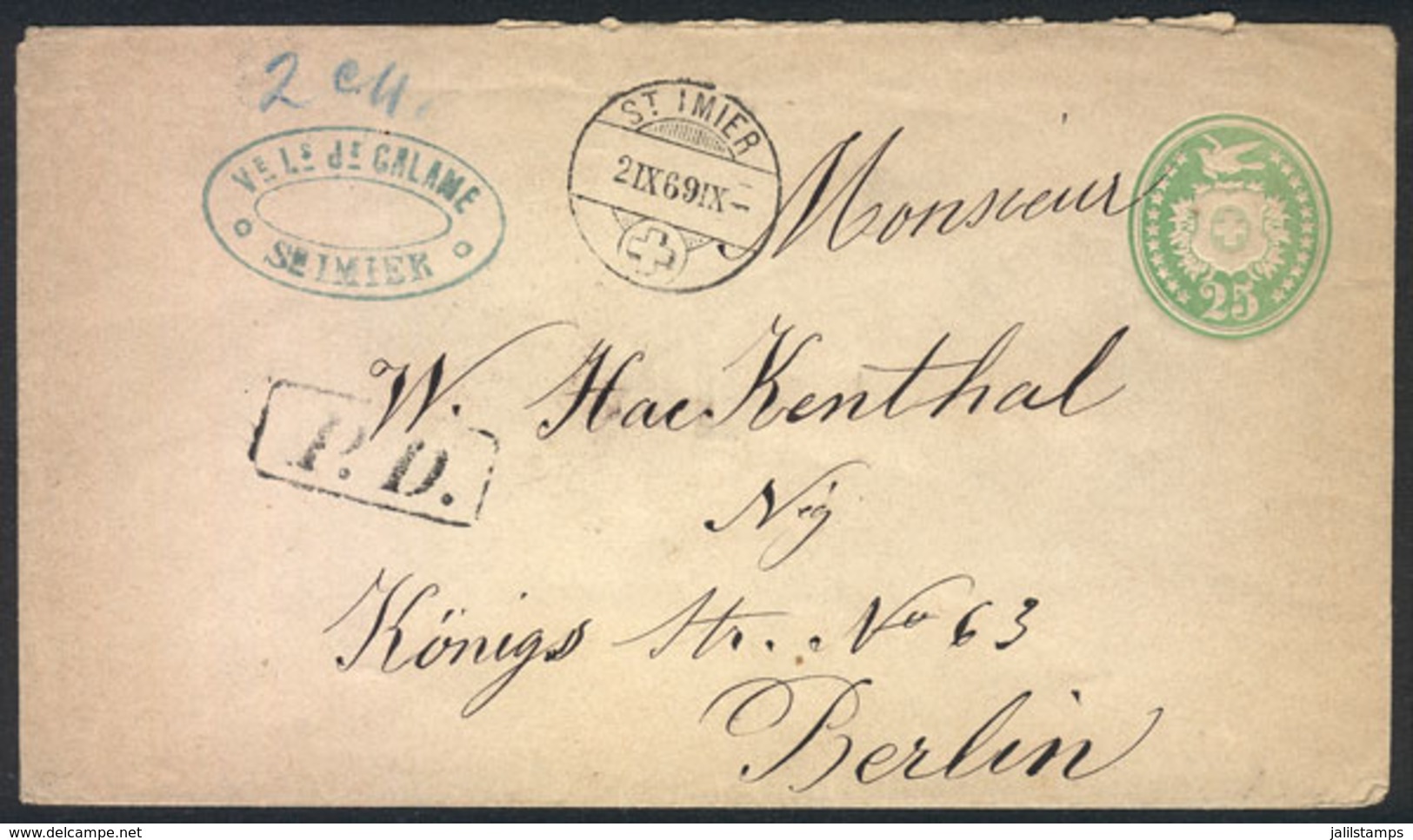 SWITZERLAND: 4 Covers (PS) Used Between 1869 And 1873 (in 2 Of Them The Additional Franking Is Missing), With Interestin - Autres & Non Classés