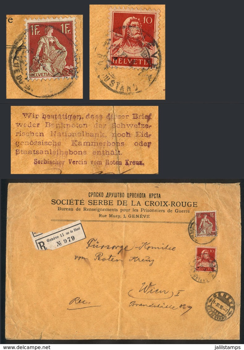 SWITZERLAND: Cover Of The Red Cross Serbia Sent From Geneve To Wien (Austria) On 1/NO/1918 Franked With 1.15Fr., With An - Andere & Zonder Classificatie