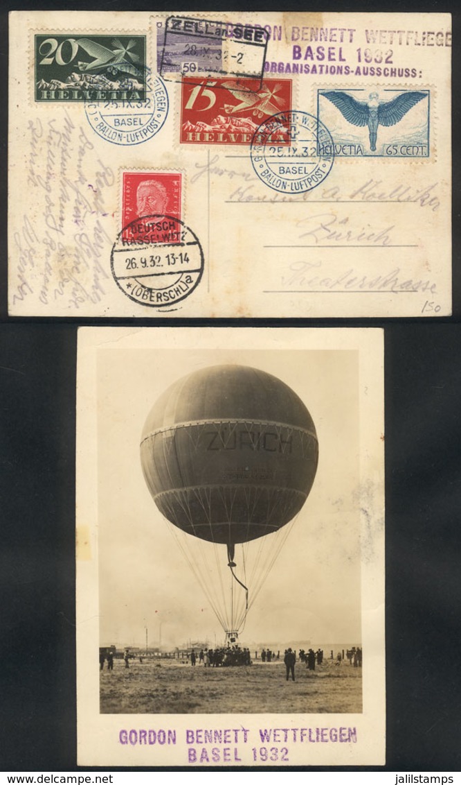 SWITZERLAND: Postcard Of Gordon Bennett's Balloon Flight, Franked With Swiss Stamps And Special Postmark Of The Flight F - Andere & Zonder Classificatie