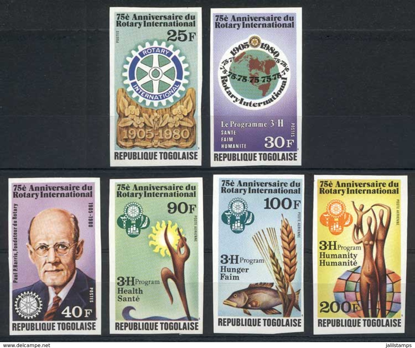 TOGO: Sc.1046/8 + C406/8, 1980 Rotary 75 Years, Compl. Set Of 6 IMPERFORATE Values, VF Quality! - Togo (1960-...)