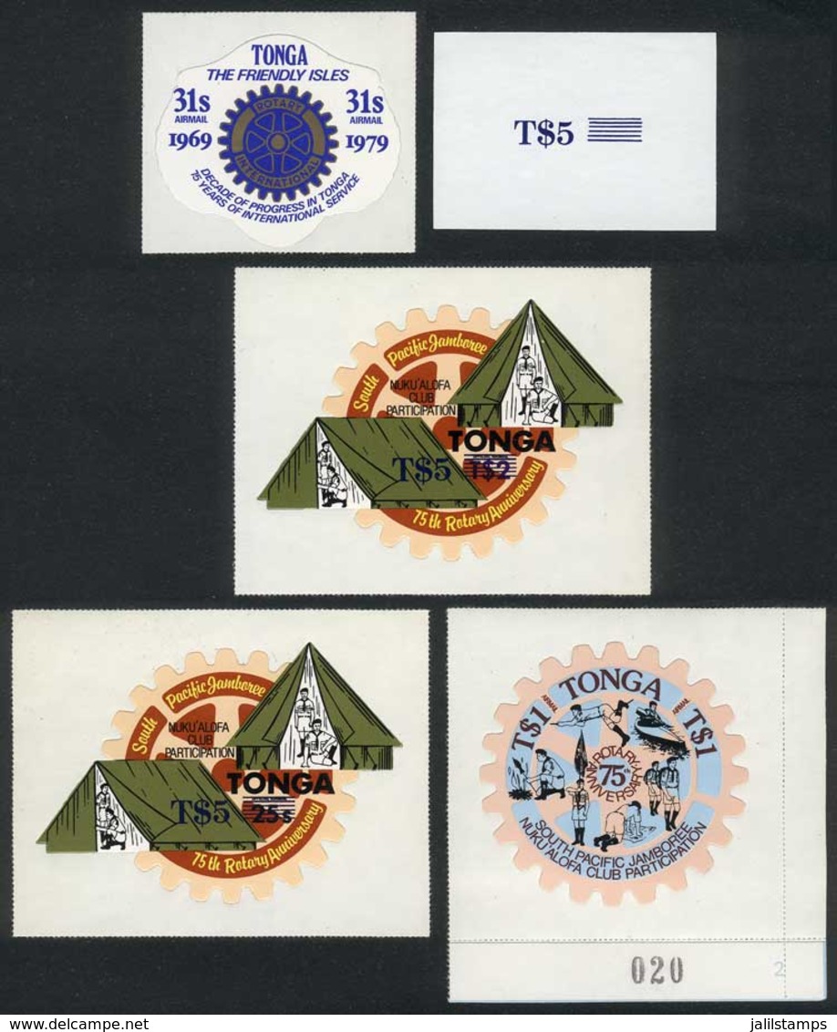 TONGA: 4 Stamps And One Surcharge Proof, Topic SCOUTS, ROTARY. Excellent Quality! - Tonga (1970-...)