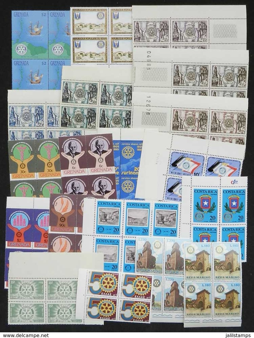 WORLDWIDE: TOPIC ROTARY: Lot Of Stamps And Complete Sets In BLOCKS OF 4, All Mint Never Hinged Of Excellent Quality, Yve - Rotary Club