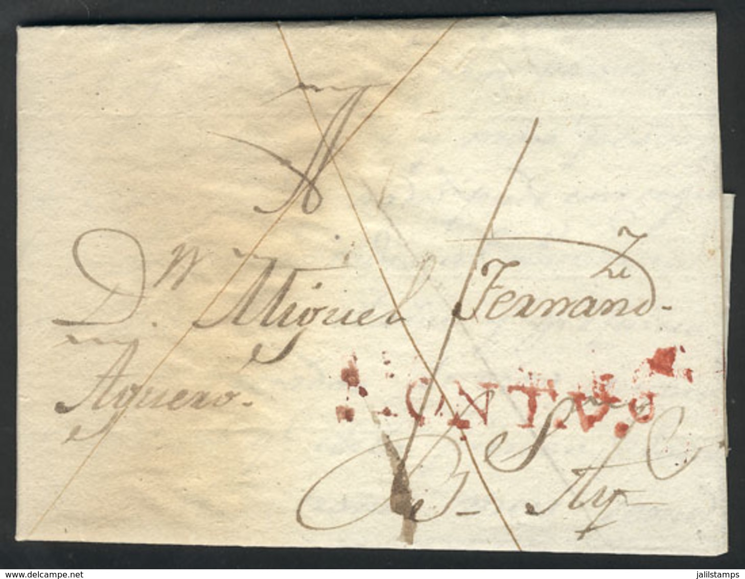 URUGUAY: Entier Letter Sent To Buenos Aires On 23/MAY/1810 (only 2 Days Before The May Revolution!!), With MONTEVº Mark  - Uruguay