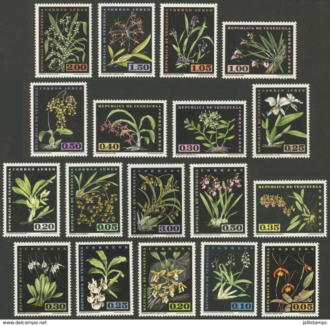 VENEZUELA: Yv.649/56 + A.755/64, 1962 Flowers (orchids), Cmpl. Set Of 18 Values, MNH, VF Quality! - Venezuela