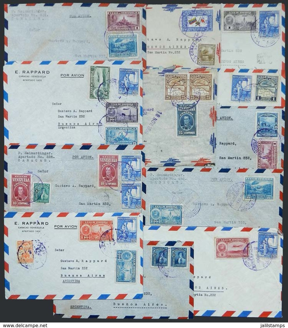 VENEZUELA: 97 Airmail Covers Sent To Argentina Between 1940 And 1950, Nice Postages, Very Fine General Quality! - Venezuela