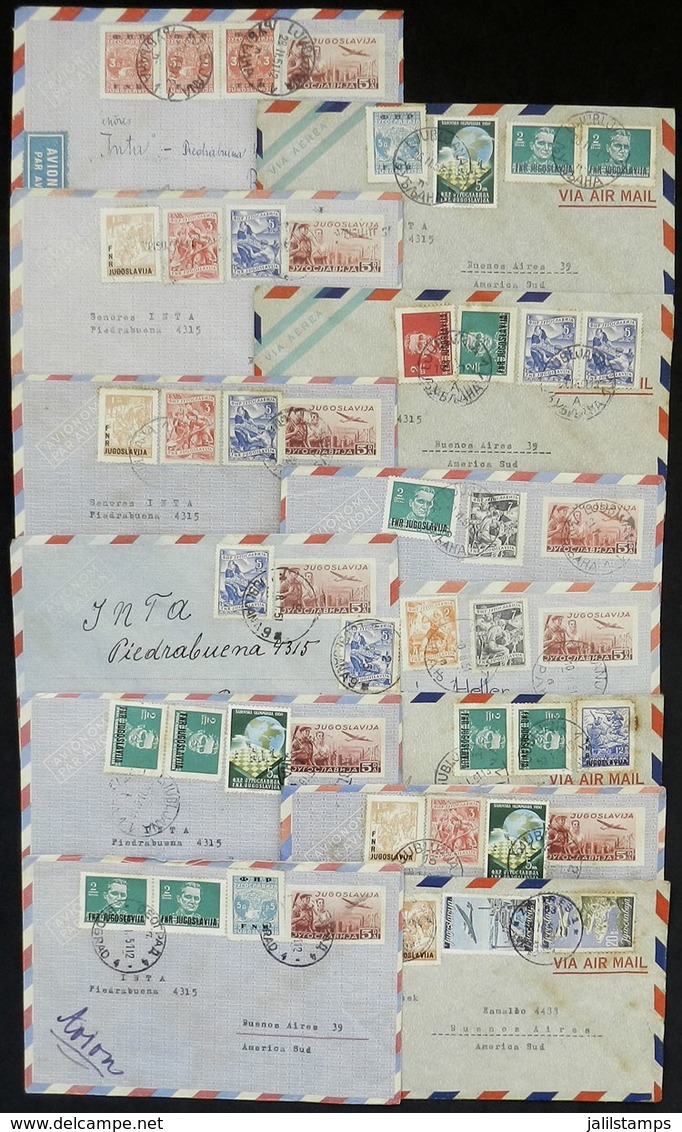 YUGOSLAVIA: 13 Aerograms Or Airmail Covers Sent To Argentina, Most In 1951, Very Nice Postages! - Autres & Non Classés