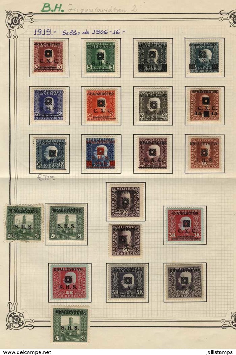 YUGOSLAVIA: Old Collection On Album Pages With Overprinted Stamps Of Bosnia Herzegovina, Fine To VF General Quality (som - Autres & Non Classés