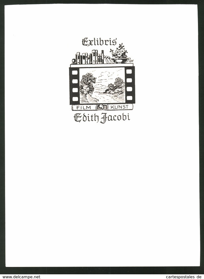 Exlibris Edith Jacobi, Filmstreifen Mit Landschaftsaufnahme, Bücher - Ex-libris