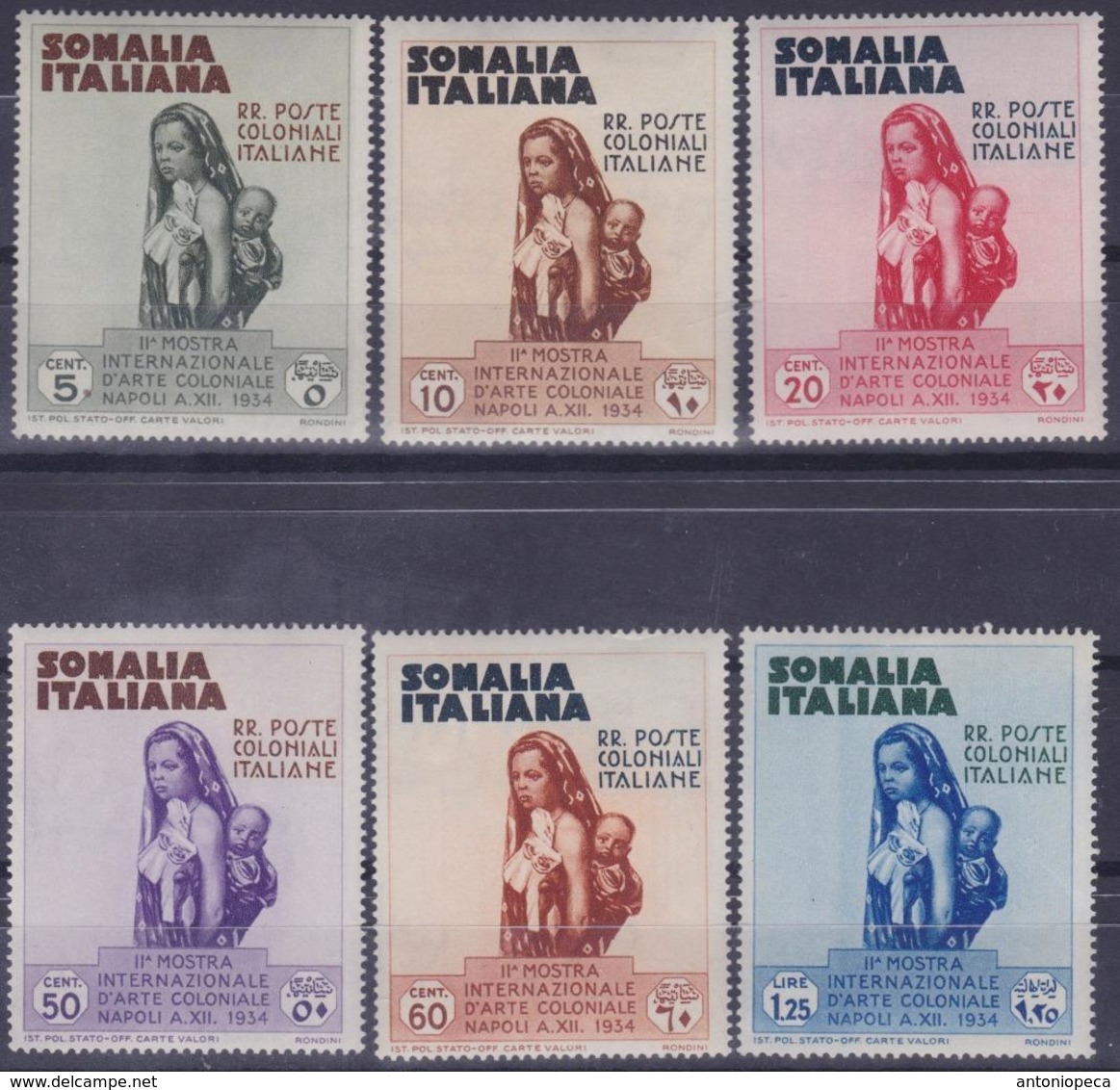 COLONIE ITALIANE SOMALIA 1934 Mostra D'Arte Coloniale Serie Completa 6v Nuovi TL ,H* Sassone 193/98 - Somalie