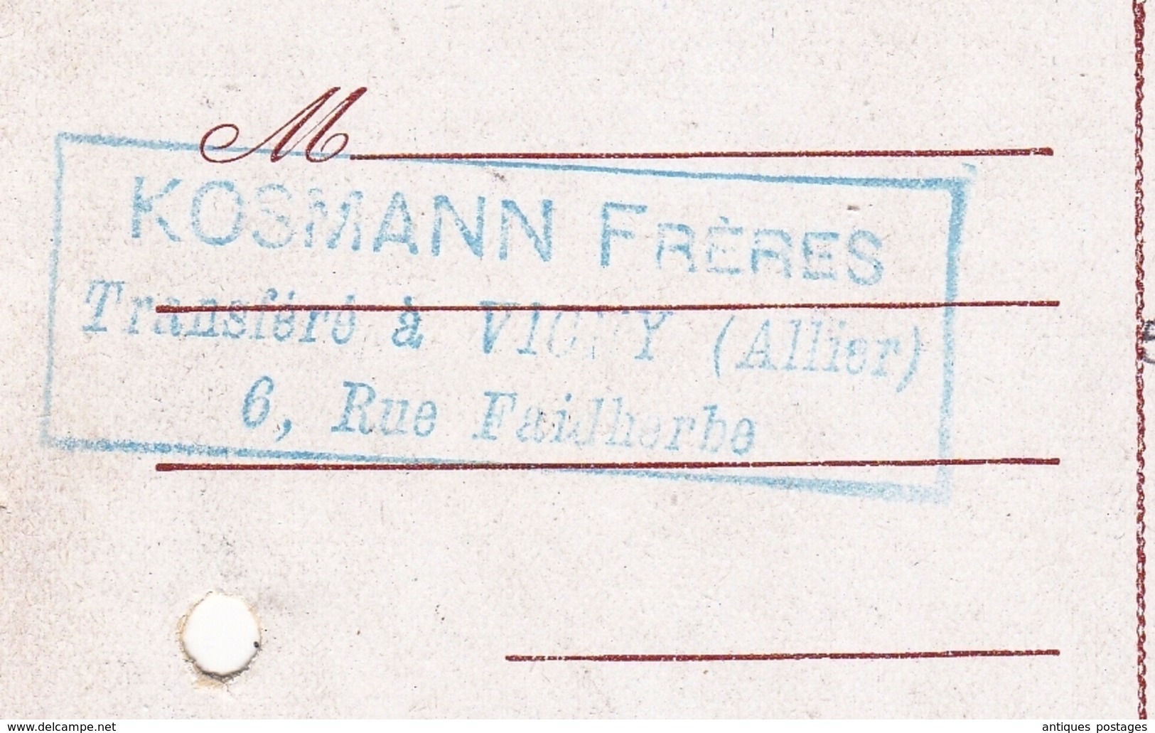 Entier Postal Pétain 1943 Vichy Entrepôt Allier Kosmann Frères Halluin Nord - Cartes Postales Types Et TSC (avant 1995)