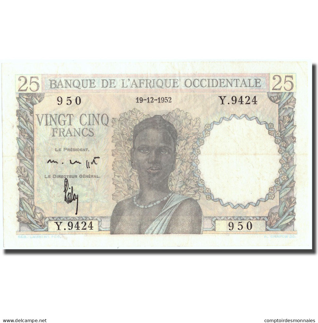 Billet, French West Africa, 25 Francs, 1952, 1952-12-19, KM:38, SUP - Westafrikanischer Staaten