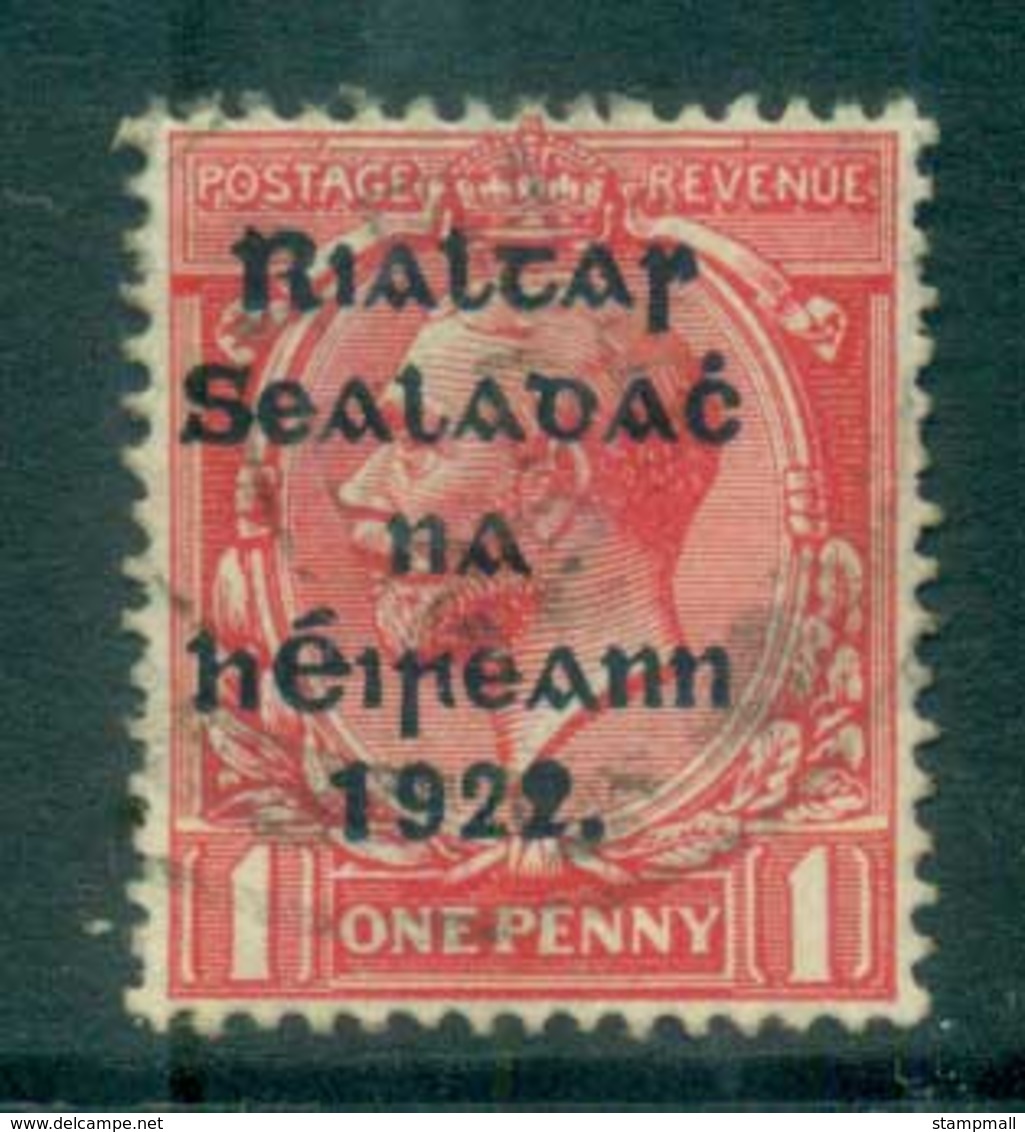 Ireland 1922 1d Scarlet Provisional Opt. Blue-Blk 14.5x16mm Thom FU Lot78424 - Used Stamps