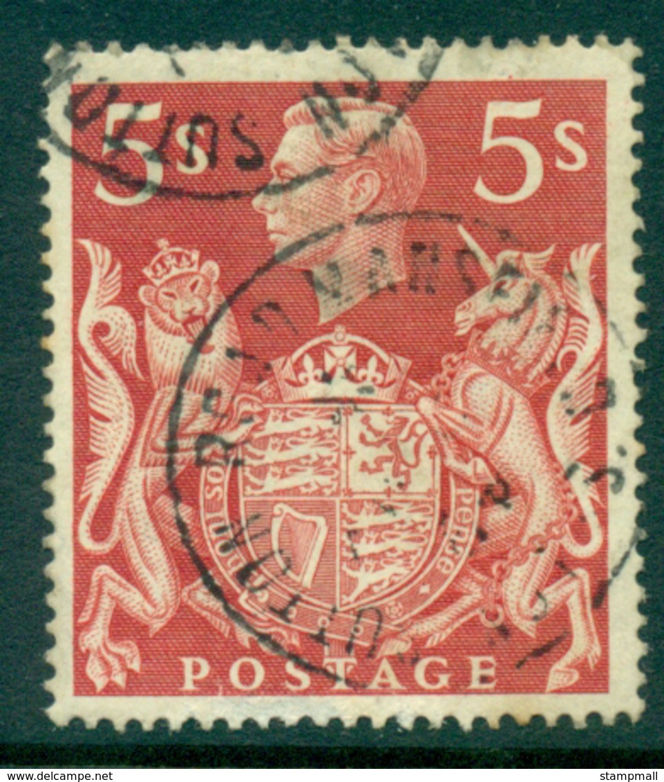 GB 1939-42 KGVI 5/- Dull Red Royal Arms FU  Lot32749 - Ohne Zuordnung