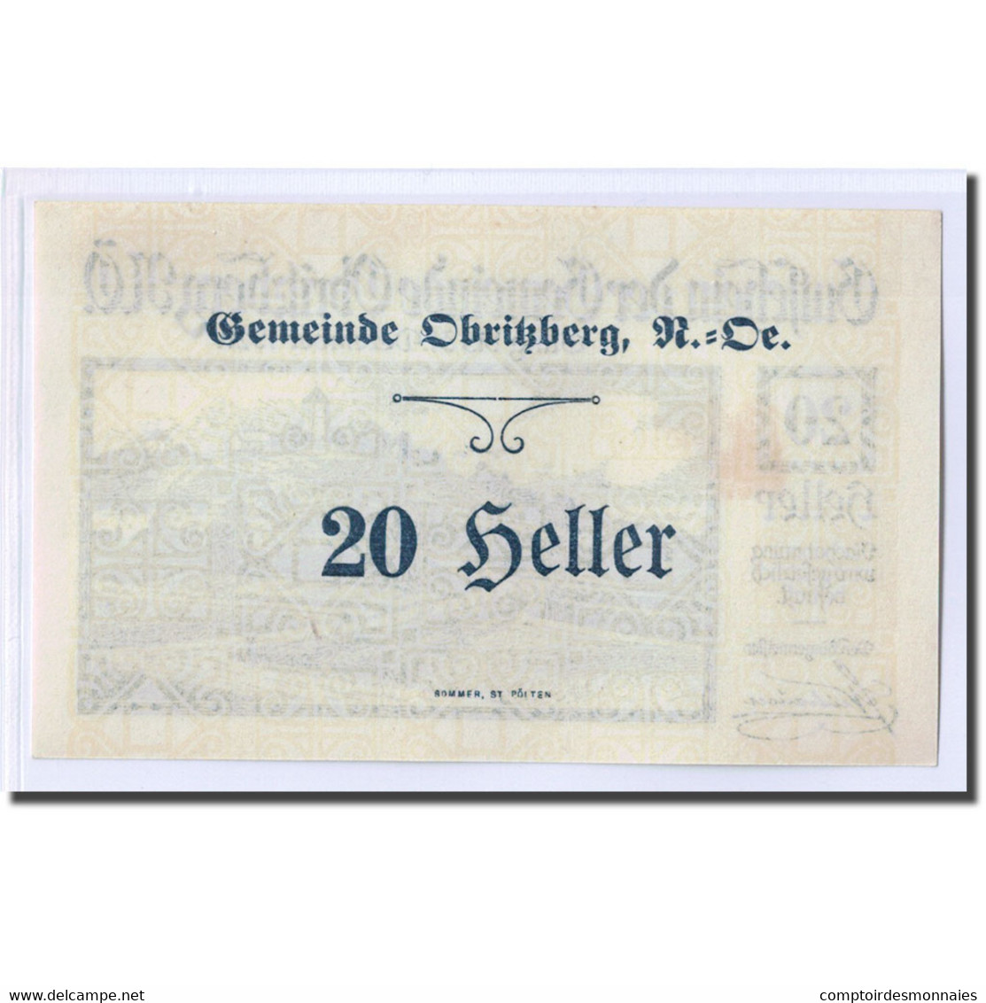 Billet, Autriche, Obritzberg, 20 Heller, Valeur Faciale 1, 1920, SPL, Mehl:701a - Autriche