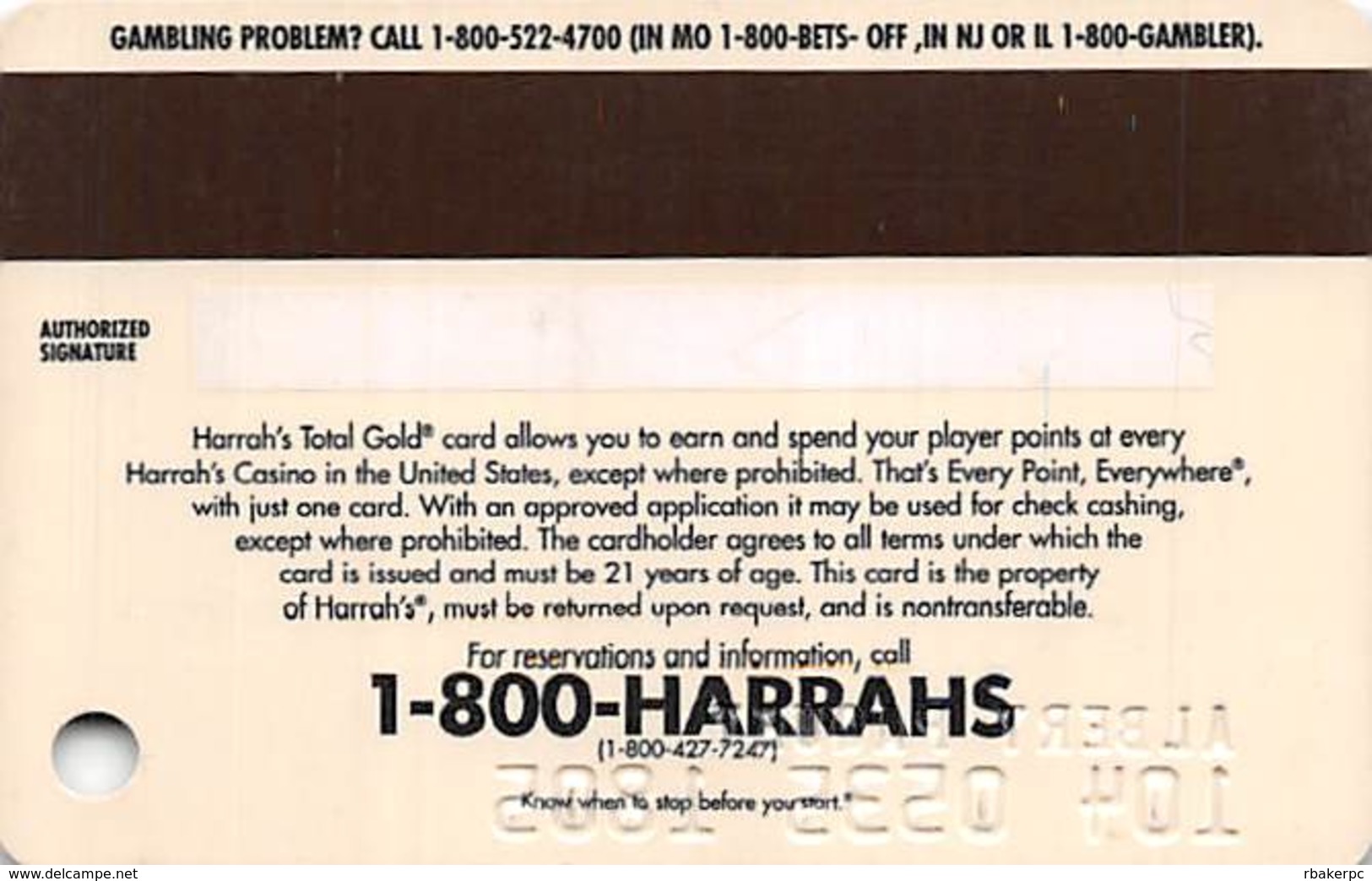 Harrah's Casino Multi-Property - 2b Issue Slot Card - See Scans & Description For Details - Casino Cards