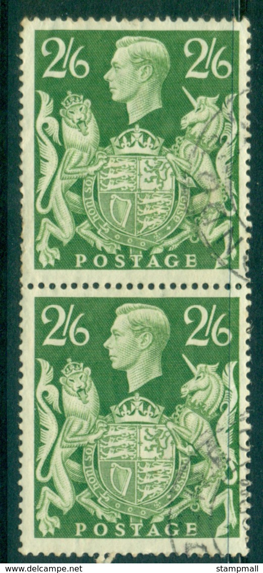 GB 1939-42 KGVI 2/6 Green Royal Arms Pair FU  Lot32734 - Ohne Zuordnung