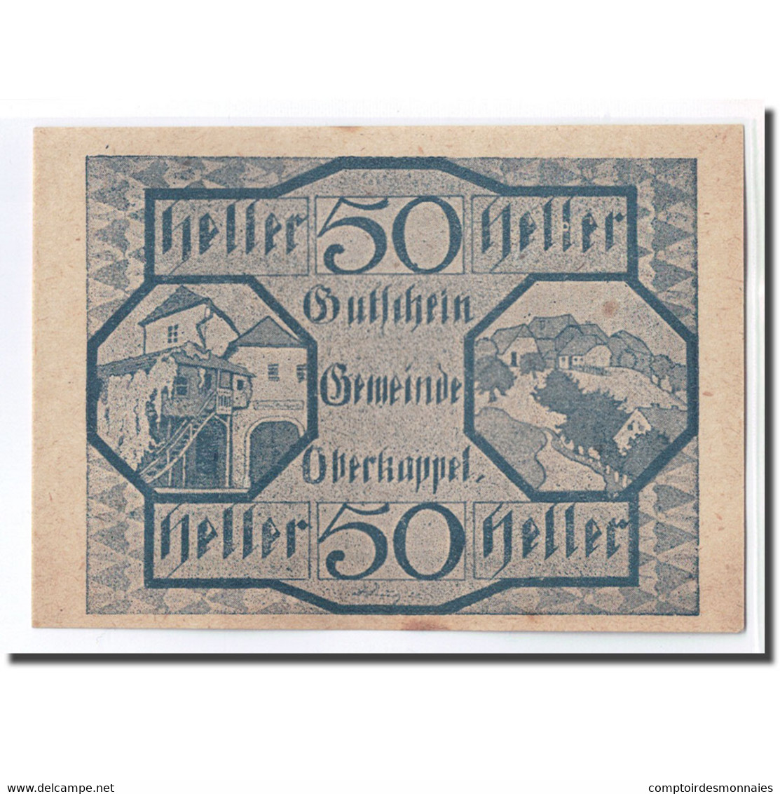 Billet, Autriche, Oberkappel O.Ö. Gemeinde, 50 Heller, Texte 2, 1920, SPL - Autriche