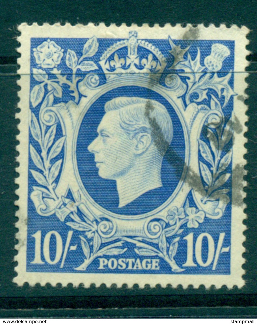 GB 1939-42 KGVI 10/- Ultramarine Royal Arms FU  Lot32745 - Sin Clasificación