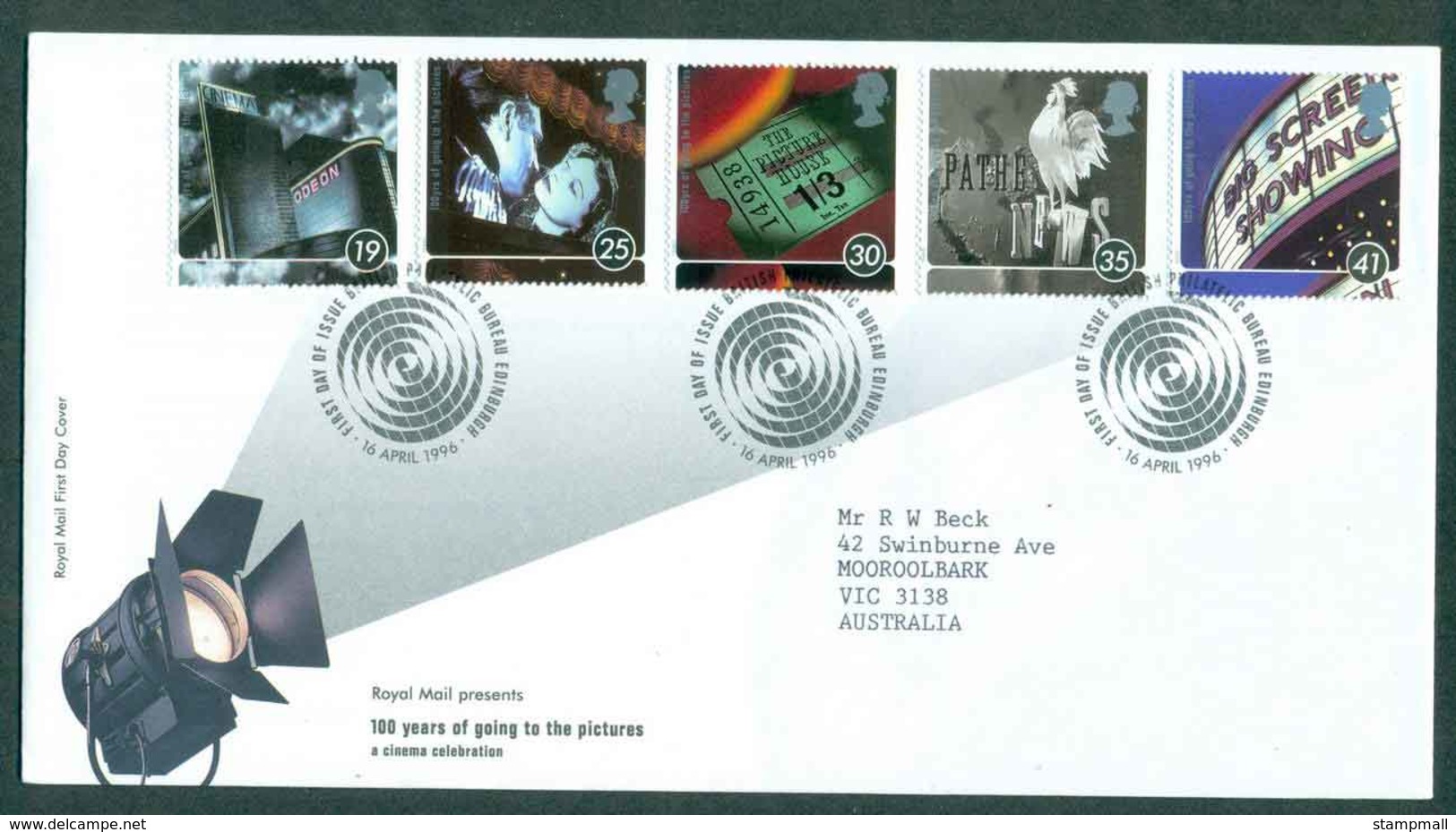 GB 1996 100 Years Of Going To The Pictures, Edinburgh FDC Lot51397 - Sin Clasificación