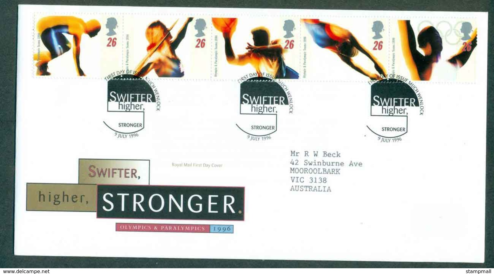 GB 1996 Swifter, Higher, Stronger, Much Wenlock FDC Lot51400 - Sin Clasificación