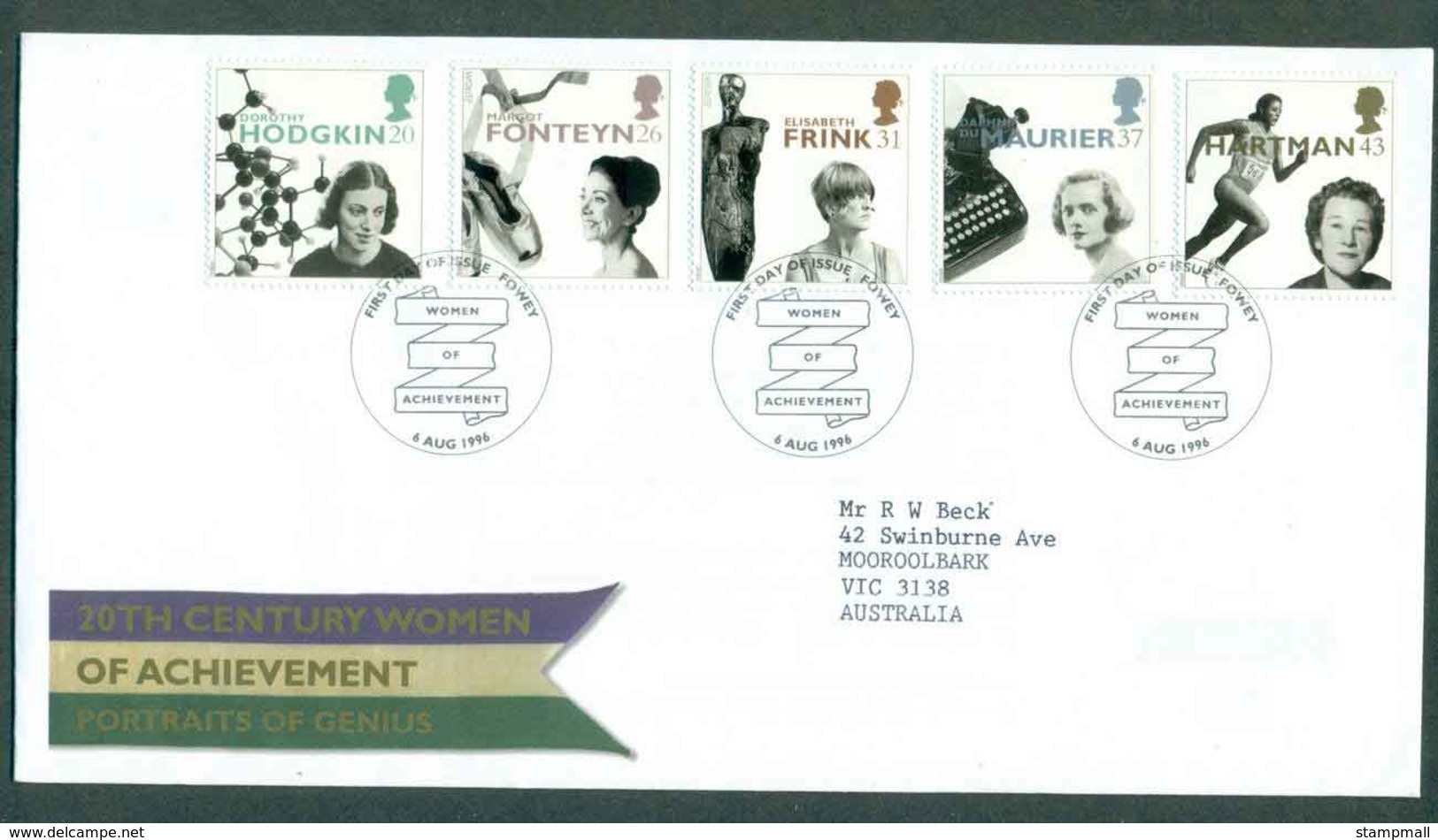 GB 1996 Women Of Achievement, Fowey FDC Lot51402 - Non Classificati