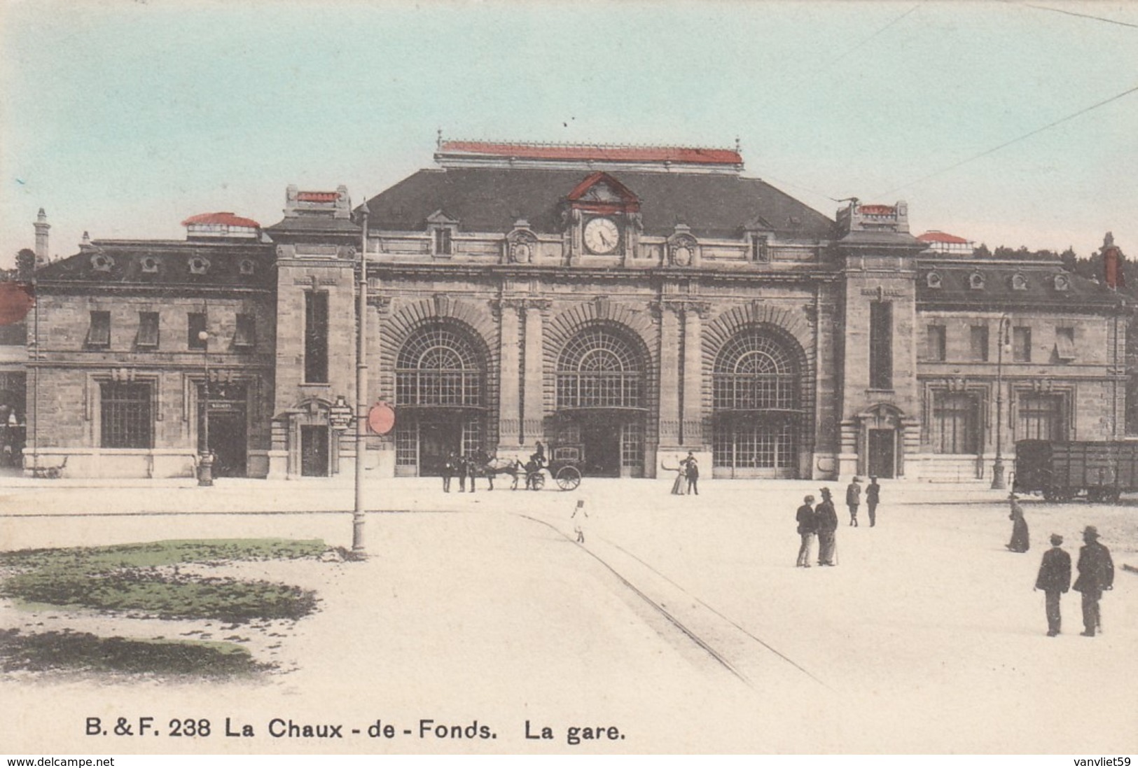 SWITZERLAND-SCHWEIZ-SUISSE-SVIZZERA-CHAUX DE FONDS-LA GARE-CARTOLINA VIAGGIATA IL 1-12-1908 - La Chaux-de-Fonds