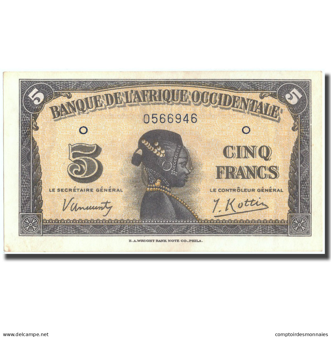 Billet, French West Africa, 5 Francs, 1942, 1942-12-14, KM:28b, SUP - West-Afrikaanse Staten