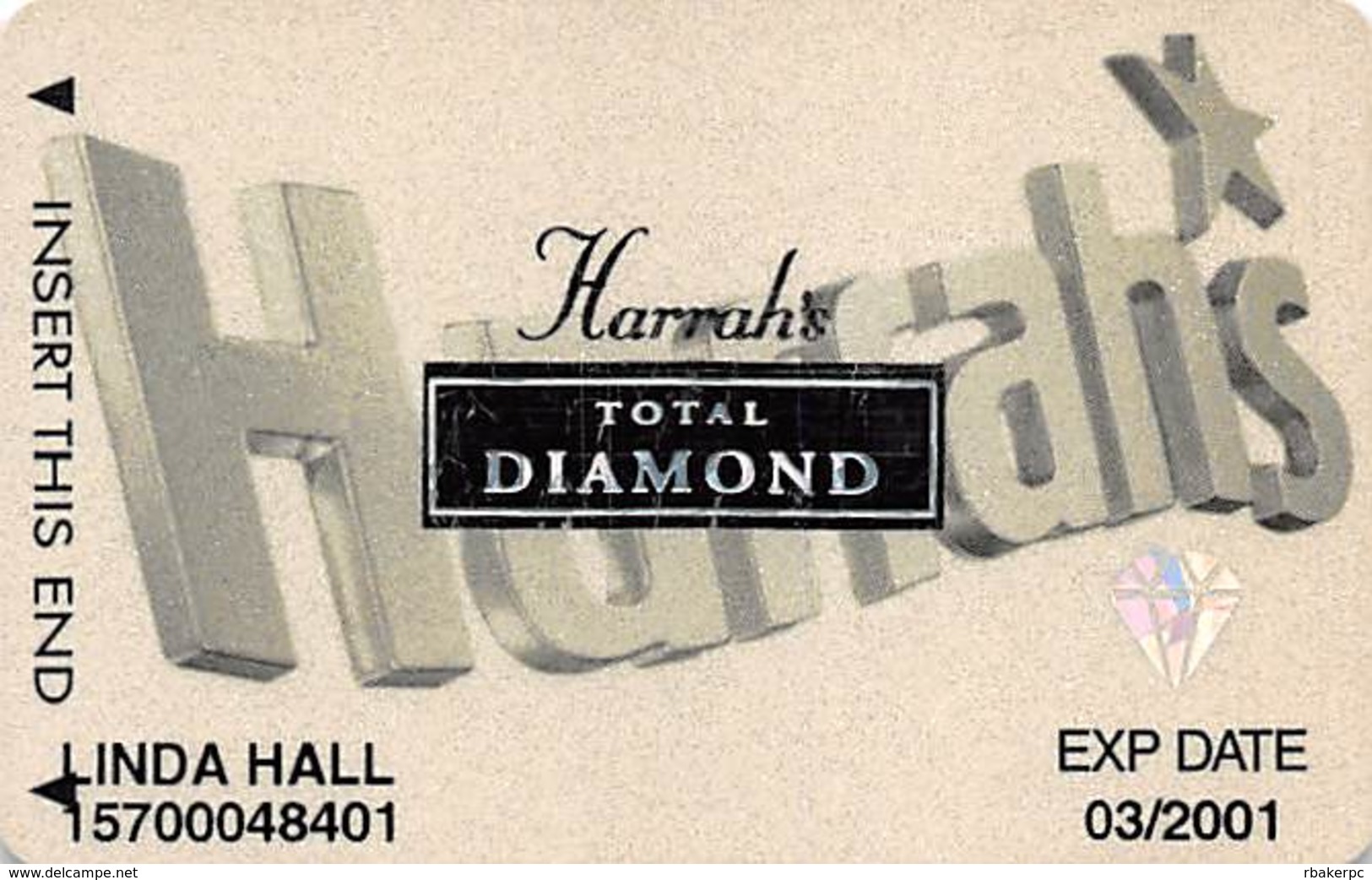 Harrah's Casino Multi-Property - 7th Issue Total Diamond Slot Card With Signature Strip - Casino Cards