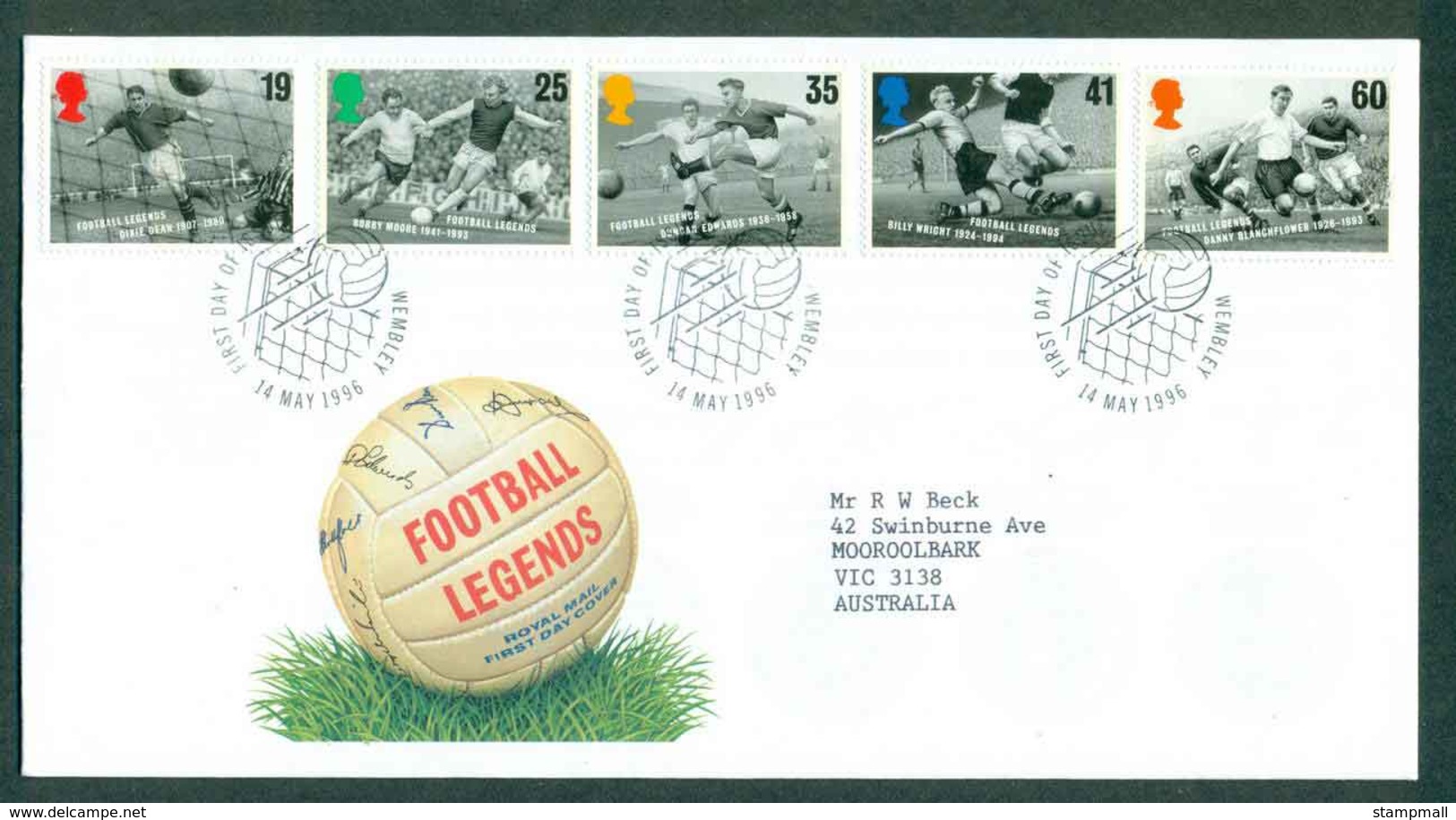 GB 1996 Football Legends, Wembly FDC Lot514336 - Sin Clasificación