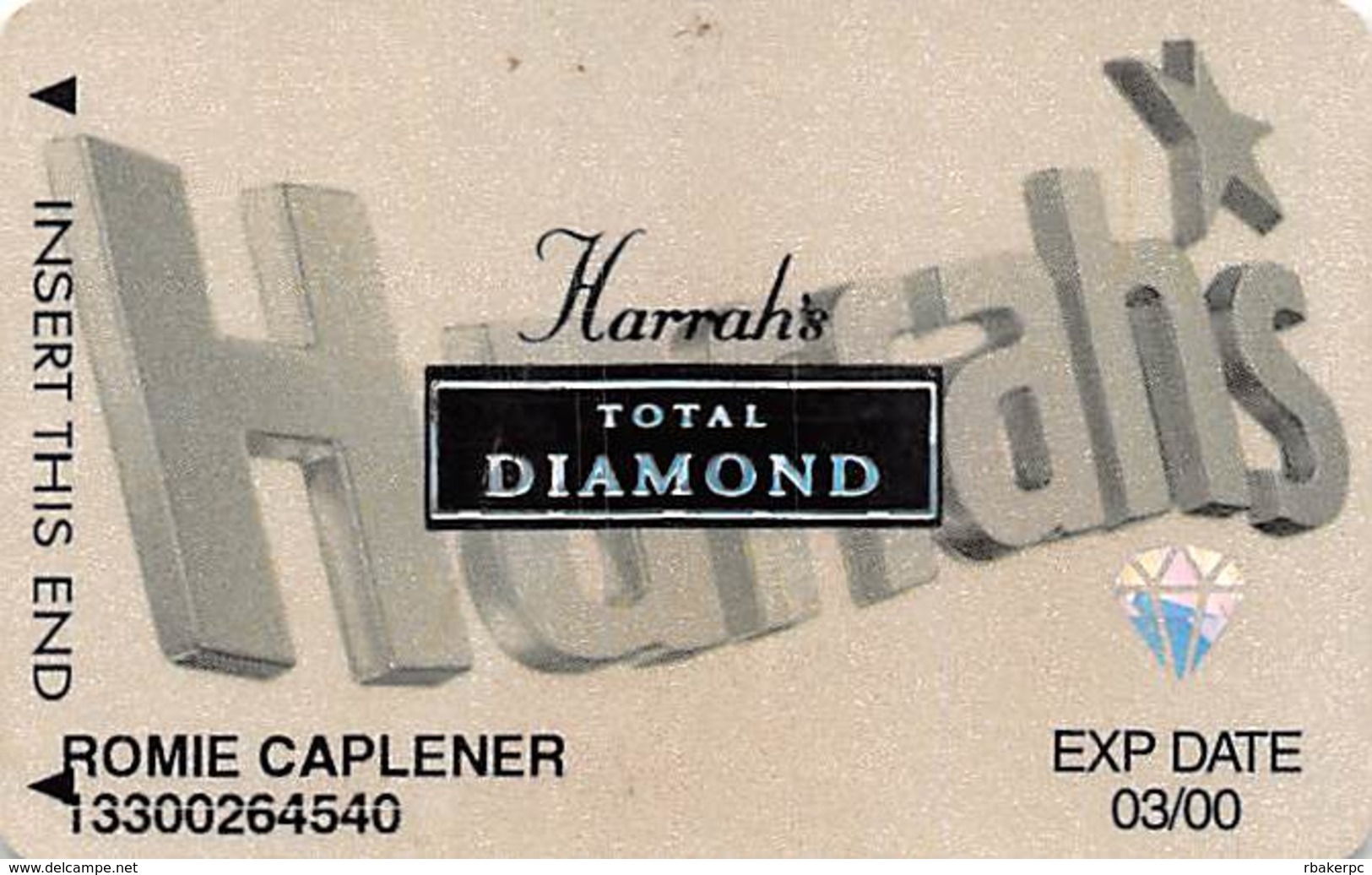 Harrah's Casino Multi-Property - 8th Issue Total Diamond Slot Card - Casino Cards