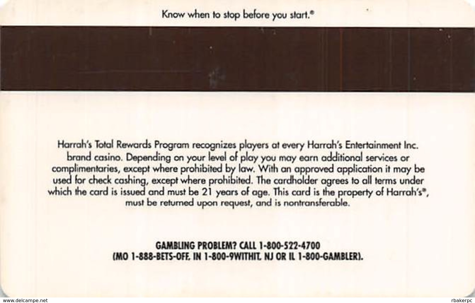 Harrah's Casino Multi-Property - 10th Issue TR SMALL Hologram Diamond Slot Card - No Date & No Sig. Strip - Casino Cards