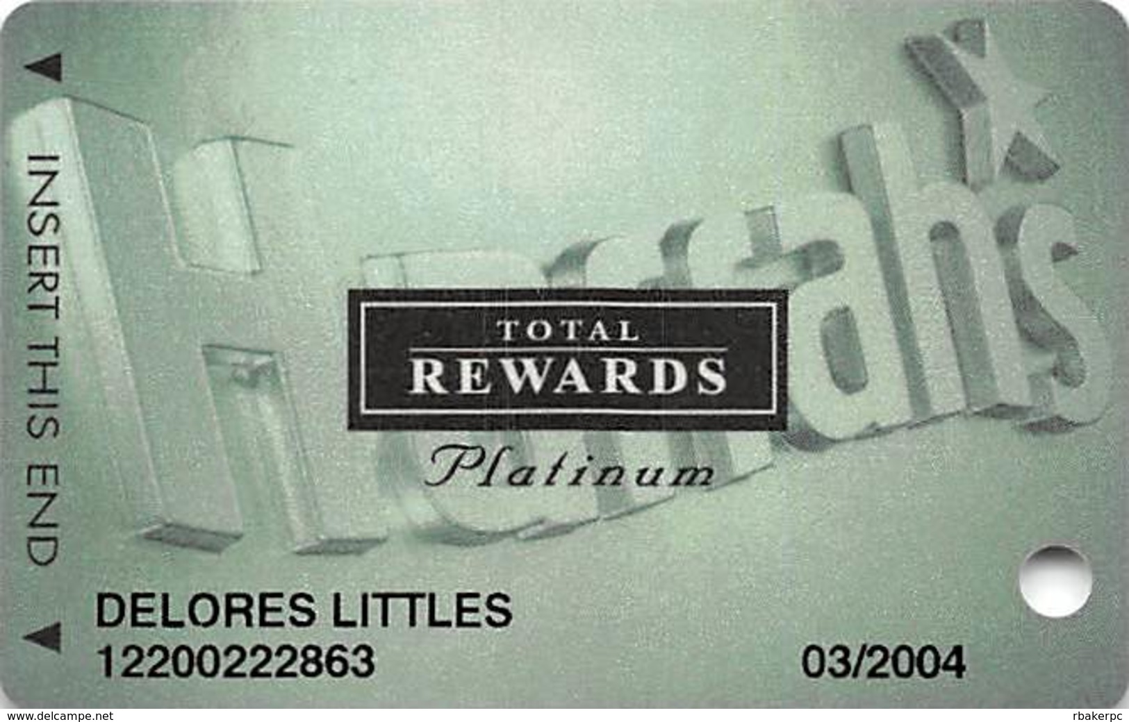 Harrah's Casino Multi-Property - TR Platinum Slot Card @2003 - Casino Cards