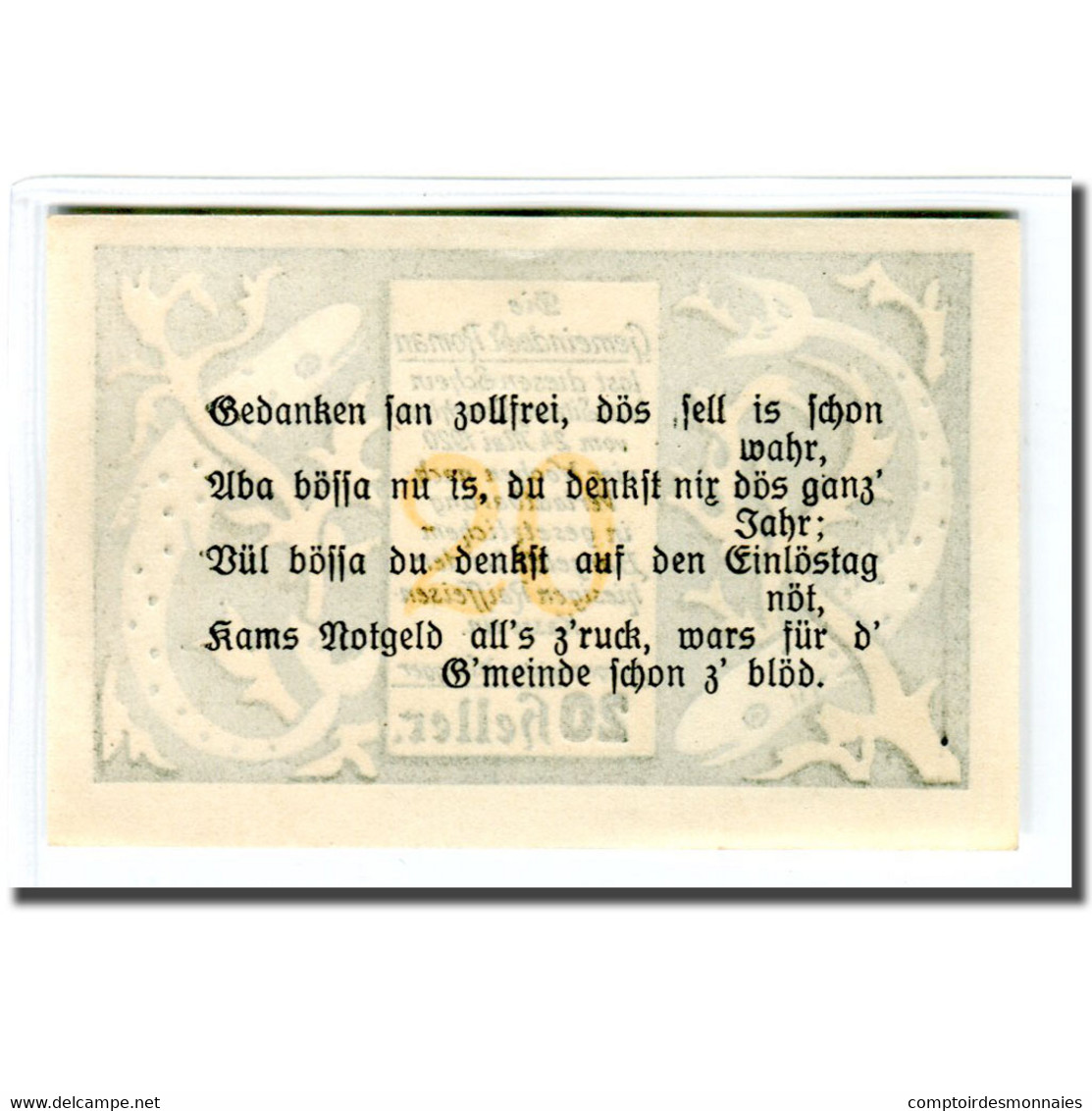 Billet, Autriche, St. Roman O.Ö. Gemeinde, 20 Heller, Texte 1, 1920 - Autriche