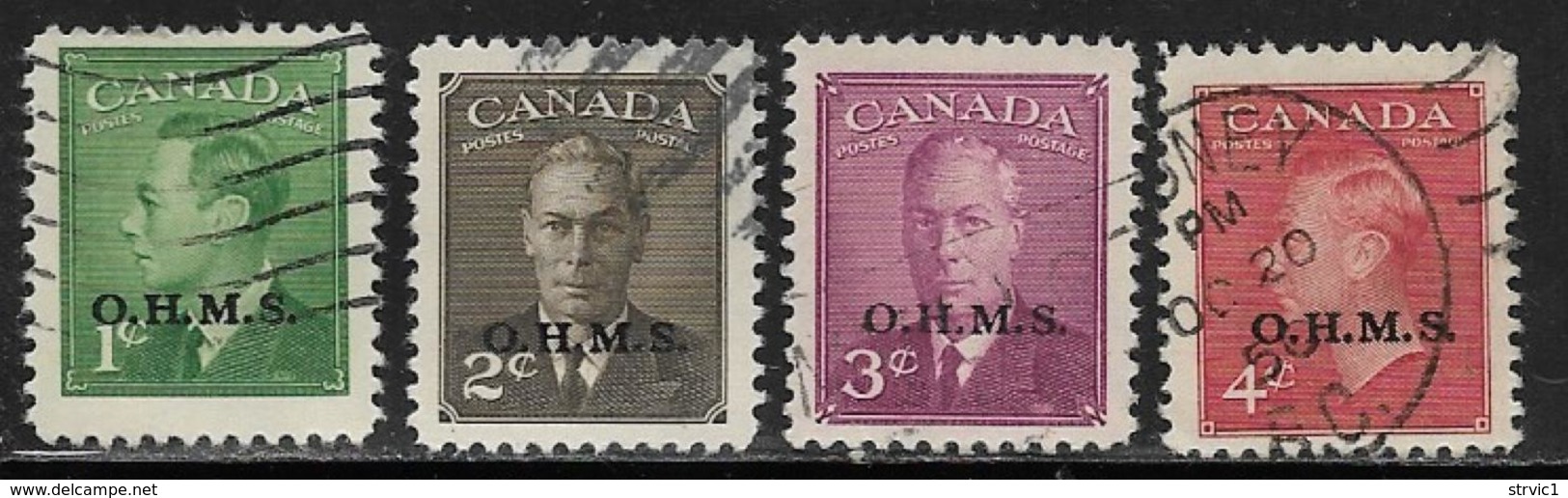 Canada Scott # O12-5 Used  King George Vl Overprinted, 1950 - Overprinted