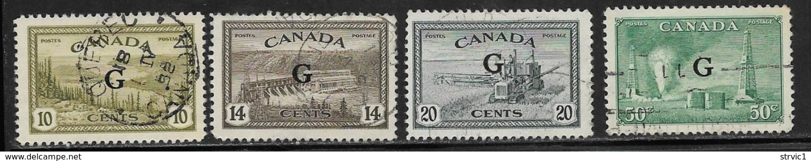 Canada Scott # O21-4 Used 1946 And 1950 Stamps Overprinted G, 1950 - Overprinted