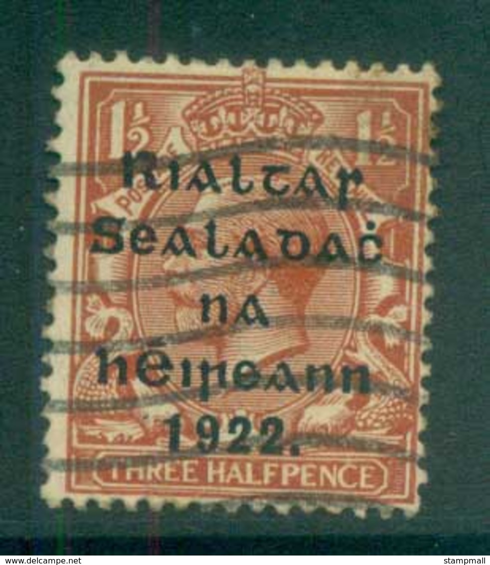 Ireland 1922 1.5d Red Brown Provisional Opt. Blue-Blk 15.75x16mm Thom FU Lot78468 - Used Stamps