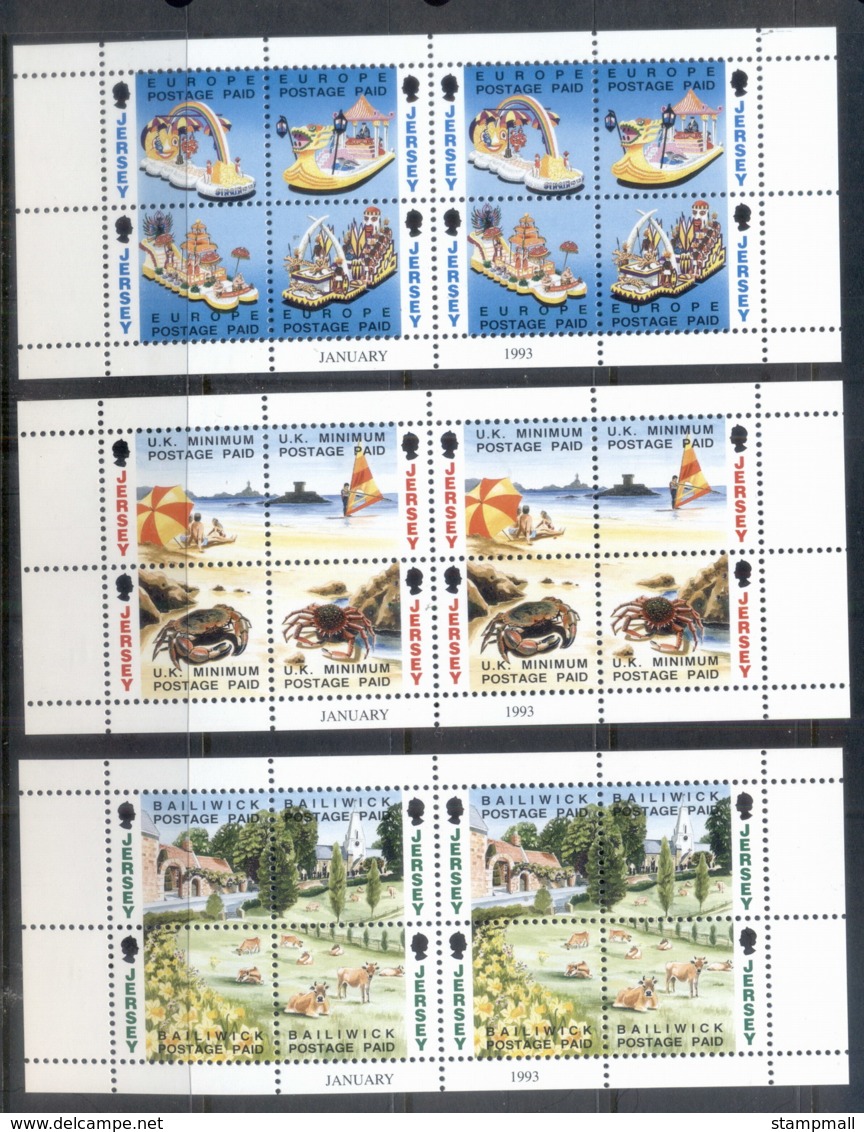 Jersey 1993 Scenic Views, Beach Scenes, Parade Floats Booklet Panes MUH - Jersey