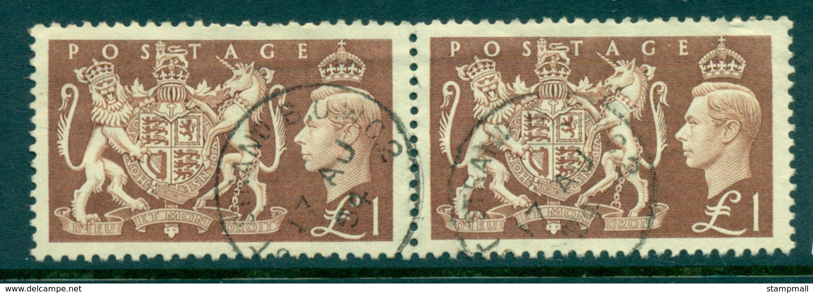 GB 1951 High Values £1 Pair VFU Lot32709 - Ohne Zuordnung